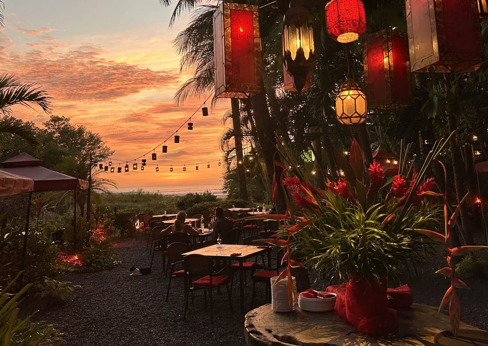 Oceanfront event venue on Costa Rica's Gold Coast at golden hour